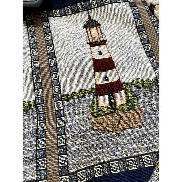 Vintage Lighthouse Textured Overcoat 2X Heritage Woods Fisherman Whimsy Grandpa - Picture 3 of 8